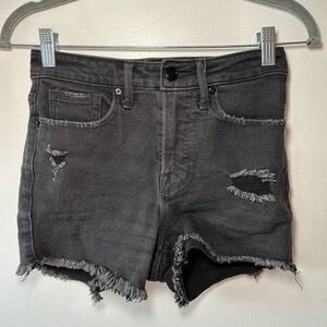 Good American High Waisted Distressed Denim Shorts